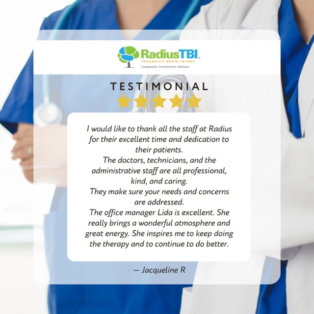 At Radius TBI, we’re committed to providing the highest level of care—combining compassion, expertise, and innovation to help our patients reclaim their lives.

We’re truly grateful for every review and testimonial. Your journey inspires ours. 🙌

#RadiusTBI #PatientTestimonial #BrainInjuryRecovery #NeuroRehab #CompassionateCare #HealingStartsHere
