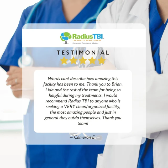 A heartfelt thanks to Cameron for his wonderful review! We're thrilled to hear that Dr. Brian, Lida, and the entire Radius TBI team made such a positive difference during your treatments.

Your satisfaction is our highest reward. Thank you for recommending us! 💙

 #RadiusTBI #TeamSpotlight #HealingJourney #CustomerAppreciation #ExceptionalCare